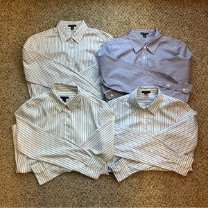 Ann Taylor PETITE BUNDLE of 4 Button Down Dress Shirts, blue, white, cream sz 2P